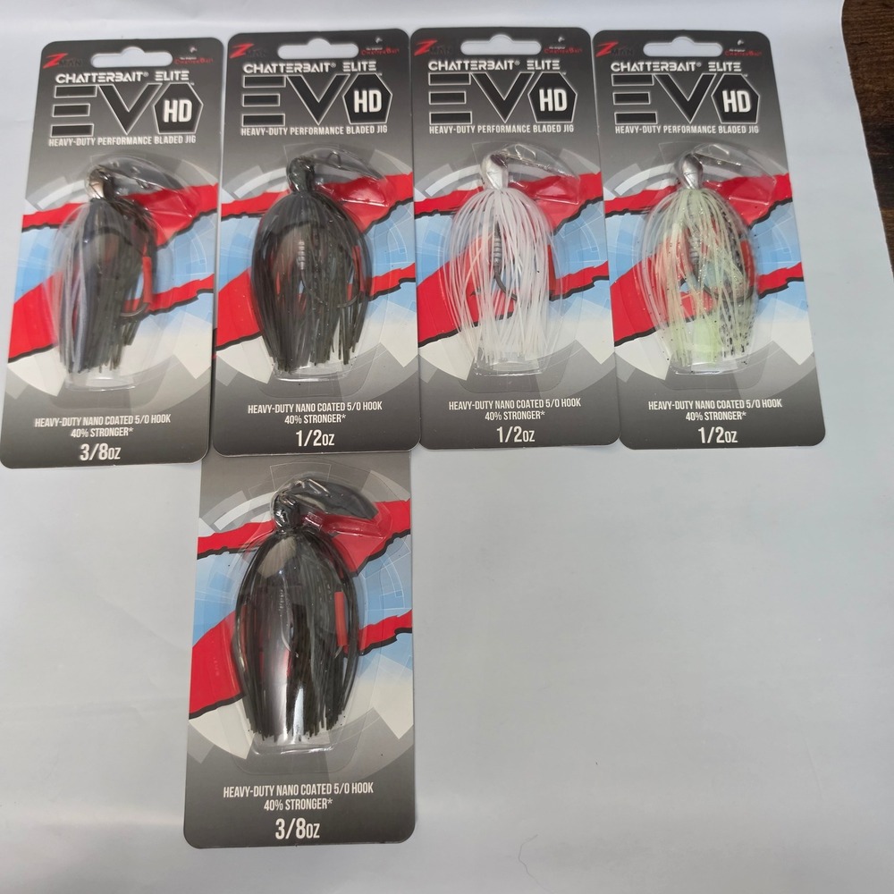 Z-Man ChatterBait Elite EVO HD Fishing Lure Lot 5pc Multicolor Bladed Jigs